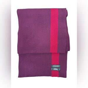 Coach Merino Wool Scarf in Burgundy and Red